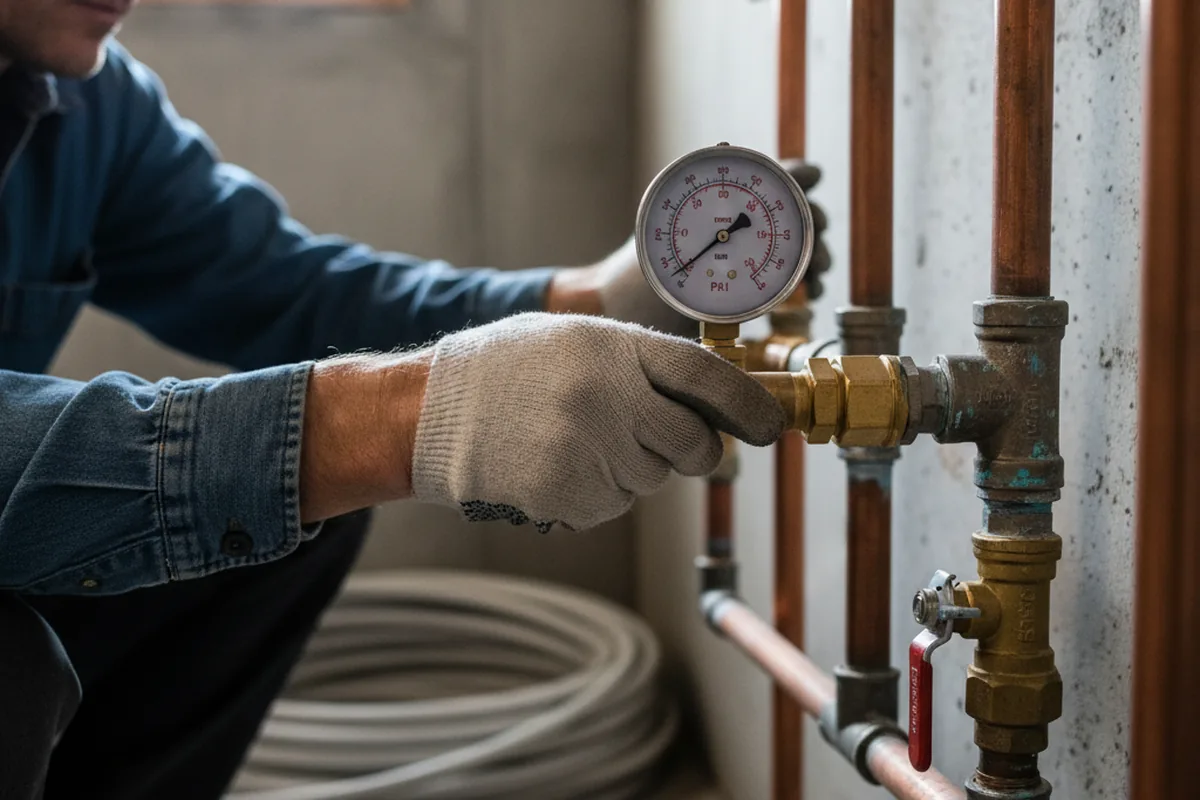 Pressure testing a repaired line during Water Line Repair in Malverne